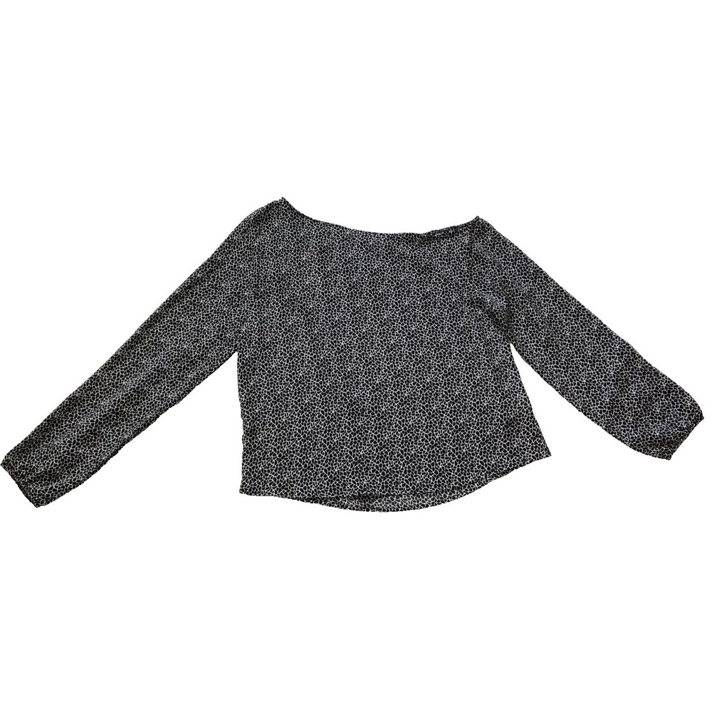 Allison‎ Joy Petra Top Womens M Black White Animal Print Off Shoulder 3691TPA-RC